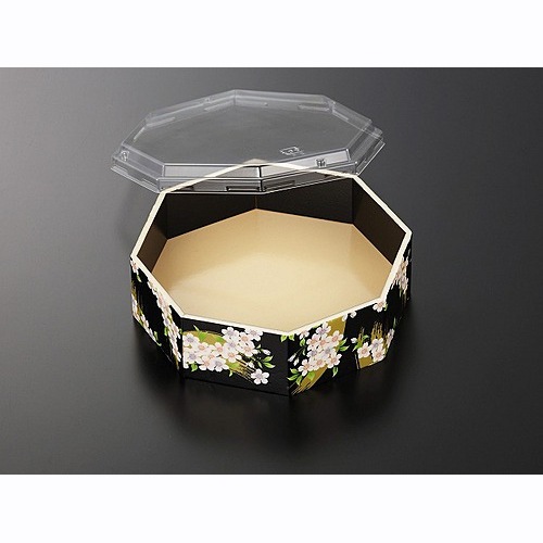 折箱容器　さが野　八角５．１寸　宝扇華－黒（ボ）