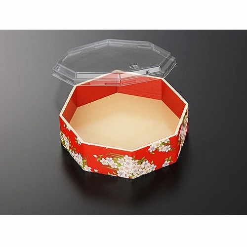 折箱容器　さが野　八角５．１寸　宝扇華－赤（ボ）