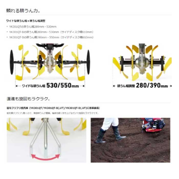 ヤンマー ミニ耕うん機 車軸作業タイプ 標準仕様 YK301QT ※メーカー