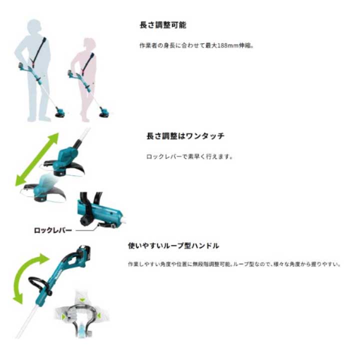 マキタ 充電式草刈機 MUR193DWF ※18V ナイロンコード式 ループハンドル
