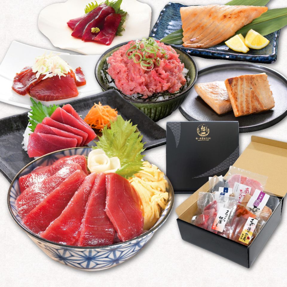 父の日 お中元 ギフト 南まぐろ 赤身・漬け・ネギトロ・西京漬け｜お刺身＆焼物 祝セット（焼津直送）化粧箱入り NO.86571