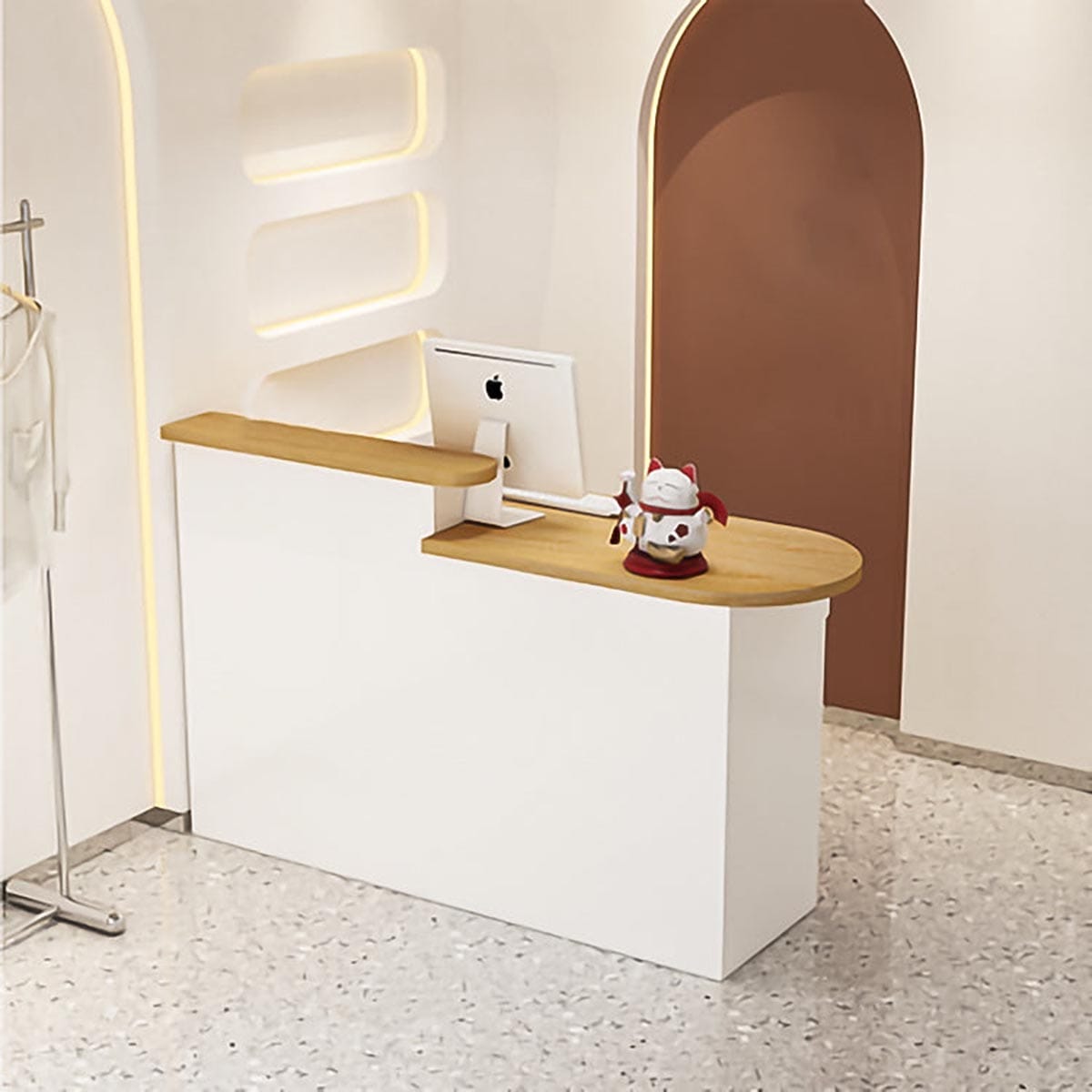 【港区手渡し】受付カウンター　レジカウンター鍵付き　ライト付き　グレー　100㎝ 組立代行サービス付きでお届けします)受付カウンター レジ