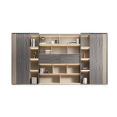 福居家具 法人様向け オフィスキャビネット ディスプレイラック 本棚 収納ラック 収納棚 多段式 扉付き収納 ワードローブ 人感センサーライト モダン カスタマイズ可能  車上渡し 階上対応不可|書類