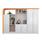 福居家具 法人様向け 棚 キャビネット 収納 収納棚 収納キャビネット 大容量 多段式 弧状 丸み 焼付塗装 モダン ホワイト カスタマイズ可能  車上渡し 階上対応不可|キャビネット／ロッカー