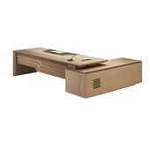 福居家具 法人様向け エグゼクティブデスク プレジデントデスク 役員デスク オフィスデスク 幕板付き サイドキャビネット コンセント 引き出し付き ダイヤル錠 ブラウン カスタマイズ可能  車上渡し 