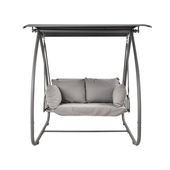 福居家具 法人様向け ガーデンブランコ ガーデンファニチャー スチール製 三角構造 ルーフパネル 角度を調節可能 ポリエステル生地 高い耐候性 長持ちしやすい プラパート付き グレー HW 車上渡し 