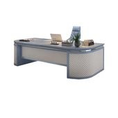 福居家具 法人様向け エグゼクティブ ワークデスク オフィスデスク 役員デスク デスク ナッパレザー ワイヤレス充電 大容量収納 ステンレス鋼 サイドキャビネット ホワイト ブルー カスタマイズ可能 