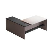 福居家具 法人様向け エグゼクティブ オフィスデスク パソコンデスク 役員デスク デスク コード収納 エコ板材 サイドキャビネット付き 引き出し付き ダークグレー レッド おしゃれ カスタマイズ可能 