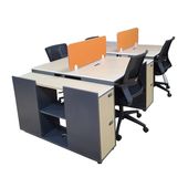福居家具 法人様向け オフィスデスク シンプルデザイン サイドキャビネット デスクトップパネル メラミン化粧板 ダイヤル錠 配線ボックス 緩衝蝶番 ナチュラル カスタマイズ可能  車上渡し 階上対応不