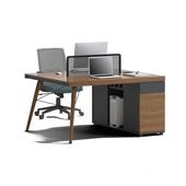 福居家具 法人様向け オフィスデスク ナチュラルテイスト 天然木の脚 デスクトップパネル 高耐荷重 重厚感 ウォルナット カスタマイズ可能  車上渡し 階上対応不可|オフィスデスク・事務机