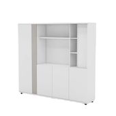 福居家具 法人様向け オフィスキャビネット 壁面収納 リビングキャビネット 収納棚 アジャスター付き 扉付き収納 大容量 シンプルモダン ホワイト カスタマイズ可能 車上渡し 階上対応不可|木製キャビ