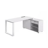 福居家具 法人様向け エグゼクティブデスク エグゼクティブテーブル コンセント付き 木目調仕上げ ウォールナット色 美しい木目 面取り加工 斜め脚 スッキリとした 熱対策 車上渡し 階上対応不可|オフ