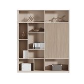 福居家具（フクイカグ）オフィスキャビネット　ファイリングキャビネット　木製書庫　書類整理棚　メラミン化粧板　湿気に強い　長持ちしやすい　台輪付き　分類収納　ナチュラルテイスト　ベージュ　カスタマイズ可