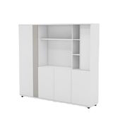 福居家具（フクイカグ）オフィスキャビネット　ファイリングキャビネット　木製書庫　書類整理棚　分類収納　メラミン化粧板　アジャスター　ホワイト　カスタマイズ可能　車上渡し