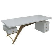 福居家具 法人様向け エグゼクティブデスク　プレジデントデスク　天然木使用　パイン材　スチール脚　ハの字構造　広い下肢空間ハイグレード感　長持ちしやすい　ホワイト　カスタマイズ可能　車上渡し 