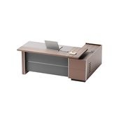 福居家具 法人様向け エグゼクティブデスク　プレジデントデスク　サイドキャビネット　PC用通気口　メラミン化粧板　優しい木目調　ワイヤレス充電器　配線孔　コンセント付き　ライトウォールナット　カスタマ