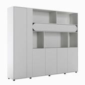 福居家具（フクイカグ）オフィスキャビネット　ファイリングキャビネット　木製書庫　書類整理棚　メラミン化粧板 分類収納 引き違い戸　ホワイト　カスタマイズ可能　車上渡し