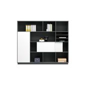 福居家具（フクイカグ）オフィスキャビネット　ファイリングキャビネット　木製書庫　書類整理棚　メラミン化粧板　プッシュオープン扉　引き違い戸　分類収納　ホワイト　カスタマイズ可能　車上渡し