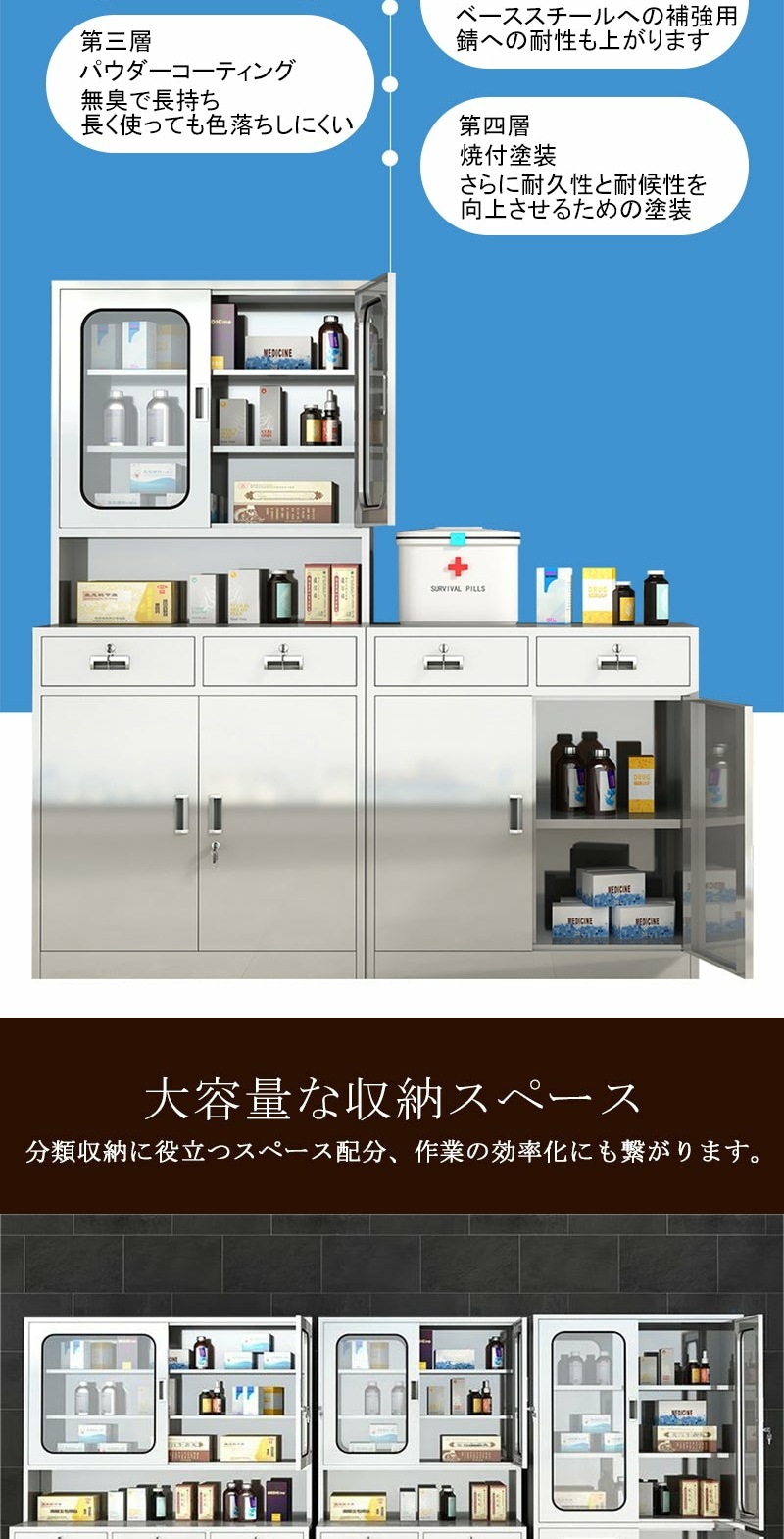 受注生産 法人様向け医療用キャビネット ドクターキャビネット 医療棚