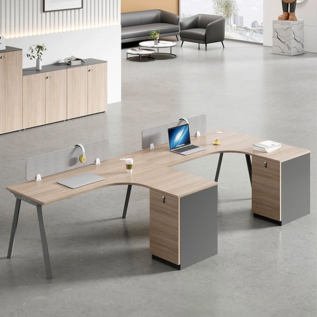 福居家具 法人様向け デスク L字型 オフィスデスク 作業用 事務所用