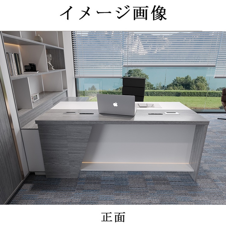 美品　オフィスデスク　会社 福居家具 自社産 法人様向け エグゼクティブデスク 幅180cm グレー 180