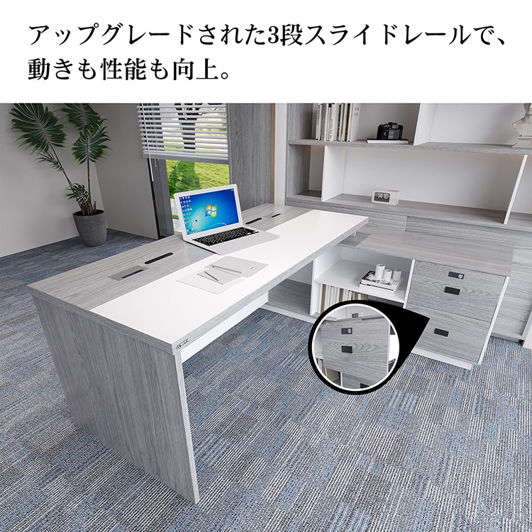 福居家具 自社産 法人様向け エグゼクティブデスク 幅180cm グレー 180