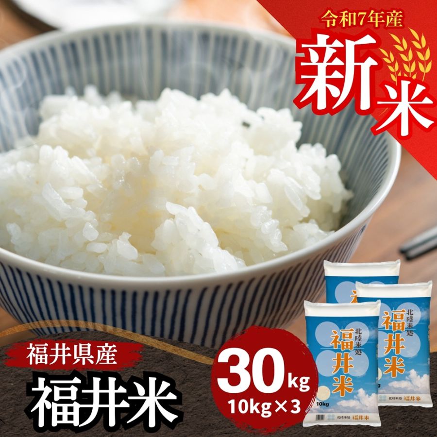 新米 福井米 白米 30kg(10kg×3) 福井県産米100％ブレンド米 令和7年産