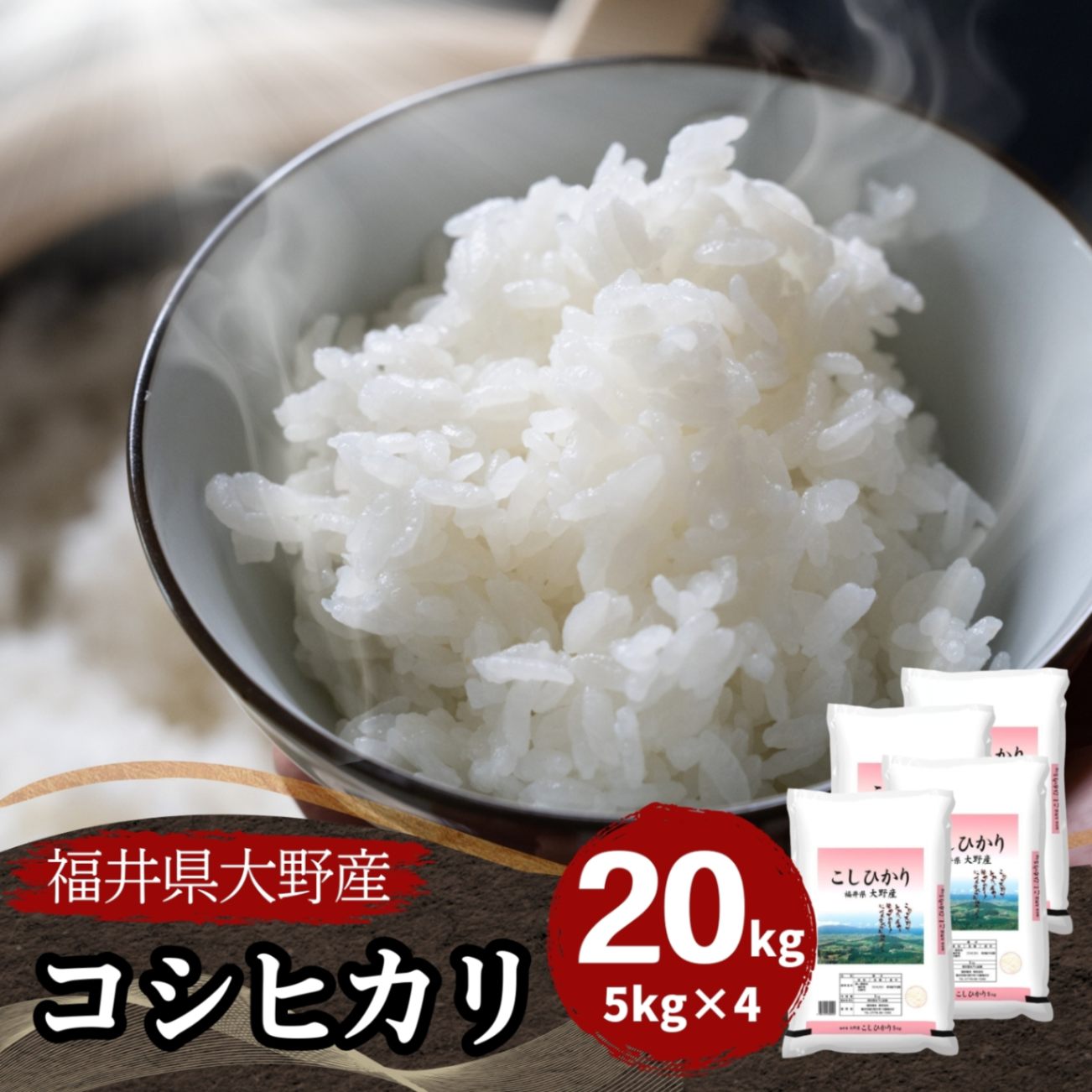 大野コシヒカリ 白米 20kg(5kg×4) 福井県大野産 令和6年産｜福井