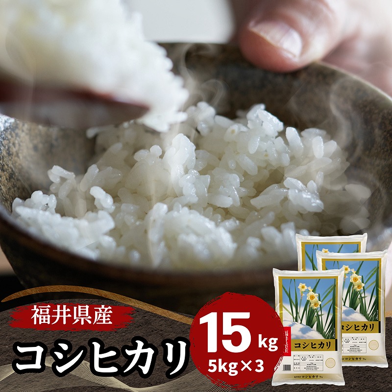 福井県産コシヒカリ 白米 15kg(5kg×3) 令和7年産｜福井県産コシヒカリ