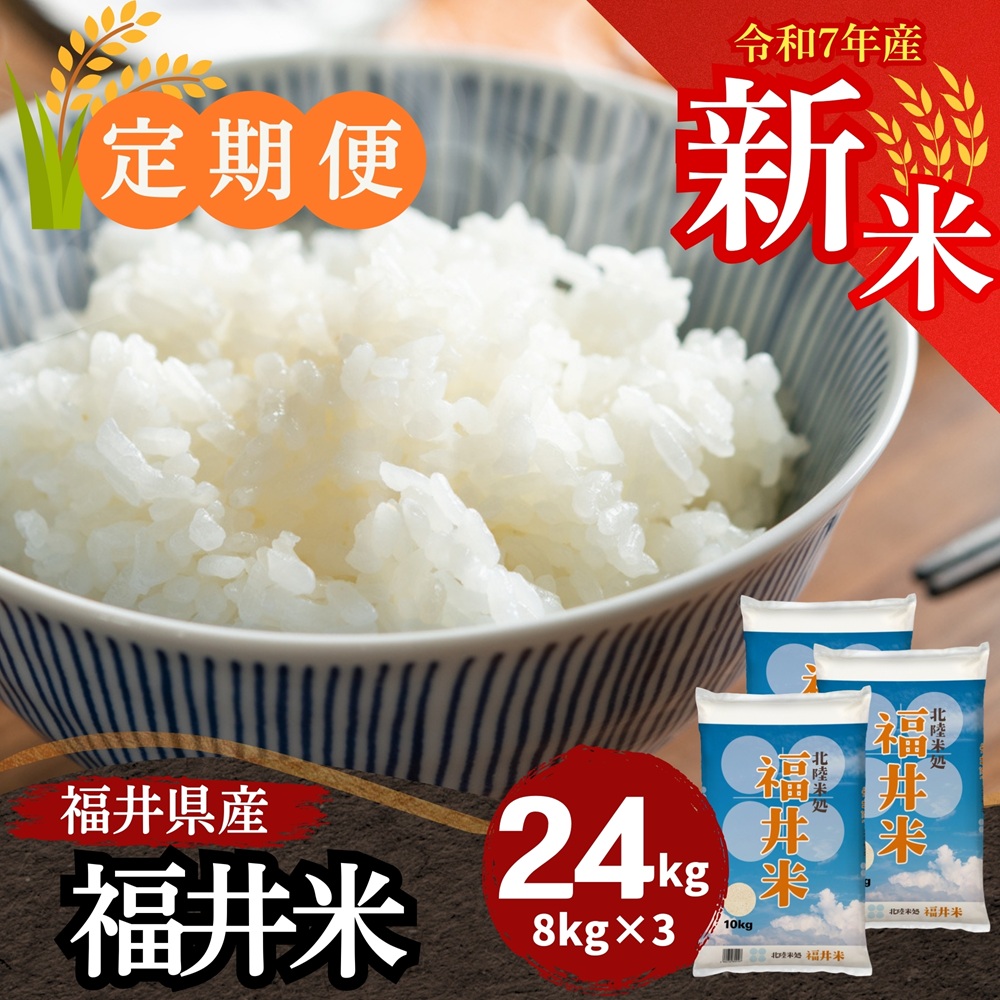 定期便】福井米 白米 24kg(8kg×3) 福井県産米100％ブレンド米