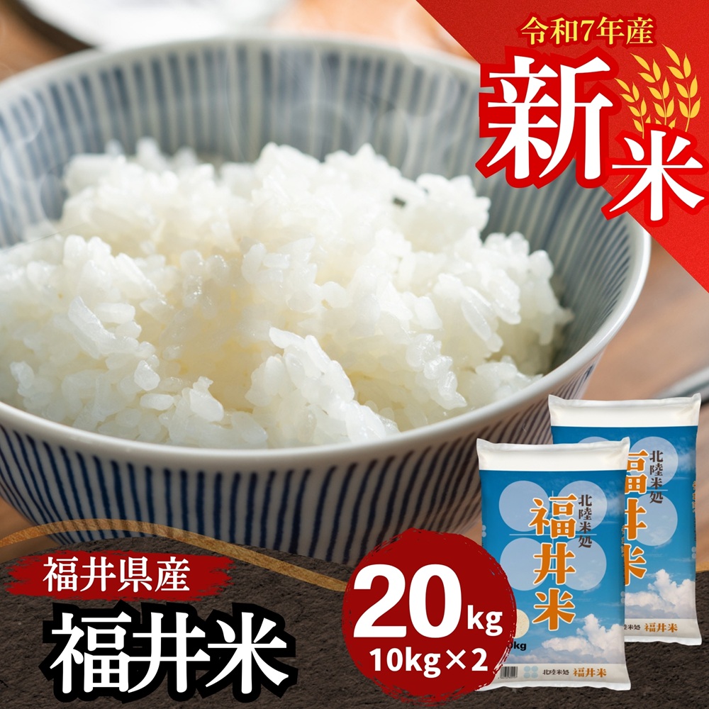 新米 福井米 白米 20kg(10kg×2) 福井県産米100％ブレンド米 令和