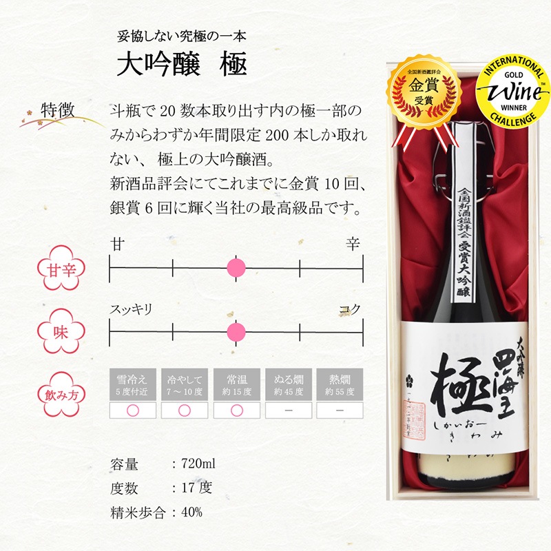 妥協しない究極の一本 大吟醸『極』　720ml [al]