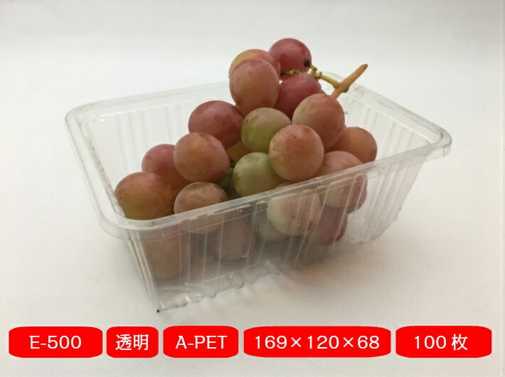 フルーツケース E-500 【100枚】169×120×68mm リスパック 果樹 果物 容器 透明 フルーツ ケース プラスチック いちご 苺 ぶどう さくらんぼ ふきのとう 500g