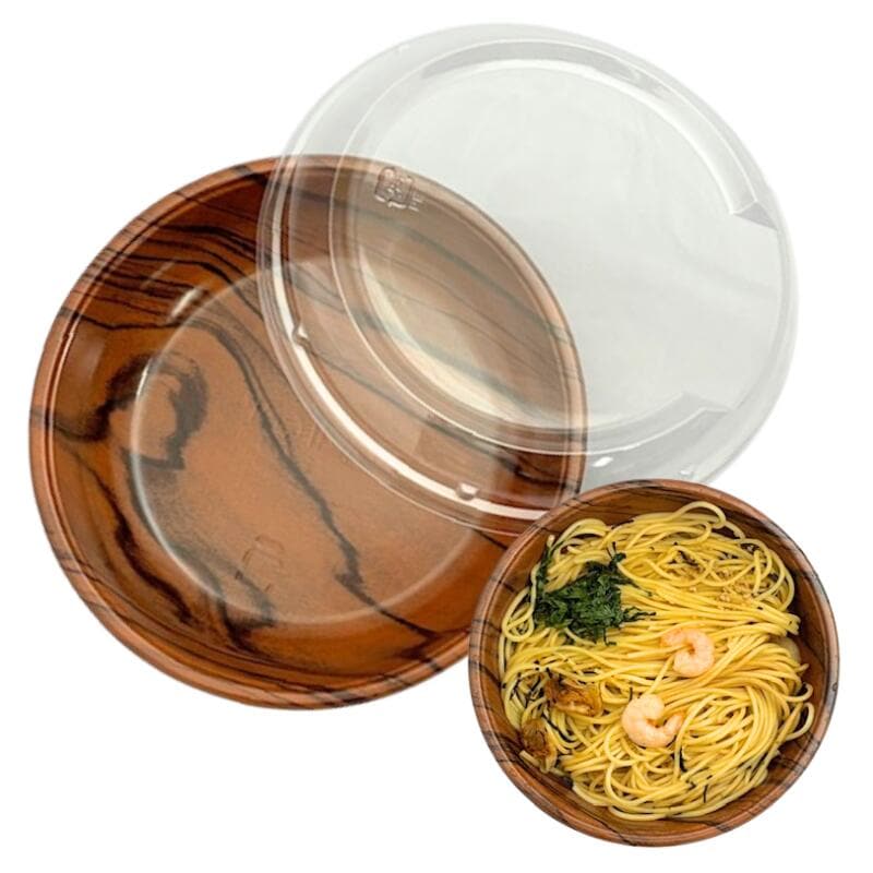 【セット】CFボウル 190 木理 DBR 両セット【50枚】直径187×40 mm 中央化学 ボウル テイクアウト容器 サラダ 皿 容器 使い捨て テイクアウト お持ち帰り 木目 野菜 サラダボウル 業務用 プロ用 デリバリー 宅配 おしゃれ 使い捨て食器 使い捨て皿