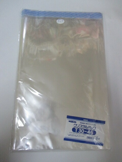 【テープ付】 OPP クリスタルパック T30-46  0.03×300×460+40mm【100枚】シモジマ 袋 透明 テープ付 透明袋 梱包袋 ラッピング ハンドメイド クリアパック 無地 菓子 小物 ビニール 仕分け 収納 保管 発送