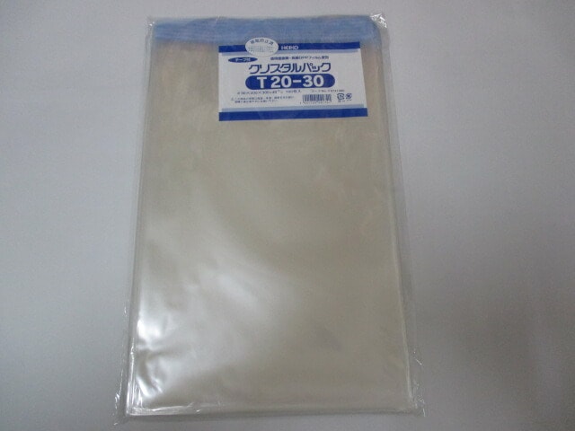 【テープ付】 OPP クリスタルパック T20-30  0.03×200×300+40mm【100枚】シモジマ 透明 テープ付 透明袋 梱包袋 ラッピング ハンドメイド クリアパック 無地 菓子 小物 ビニール 仕分け 収納 保管 発送
