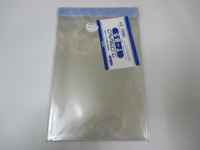 【テープ付】 OPP クリスタルパック T-B5  0.03×195×270+40mm【100枚】シモジマ 袋 透明 テープ付 透明袋 梱包袋 ラッピング ハンドメイド クリアパック 無地 菓子 小物 ビニール 仕分け 収納 保管 発送