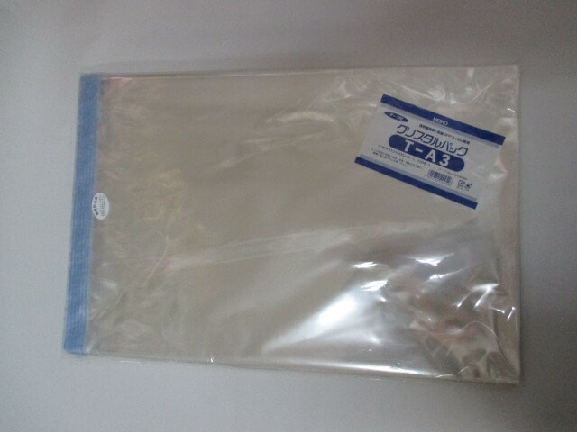 【テープ付】 OPP クリスタルパック T-A3  0.03×310×435+40mm【100枚】シモジマ 袋 透明 テープ付 透明袋 梱包袋 ラッピング ハンドメイド クリアパック 無地 菓子 小物 ビニール 仕分け 収納 保管 発送