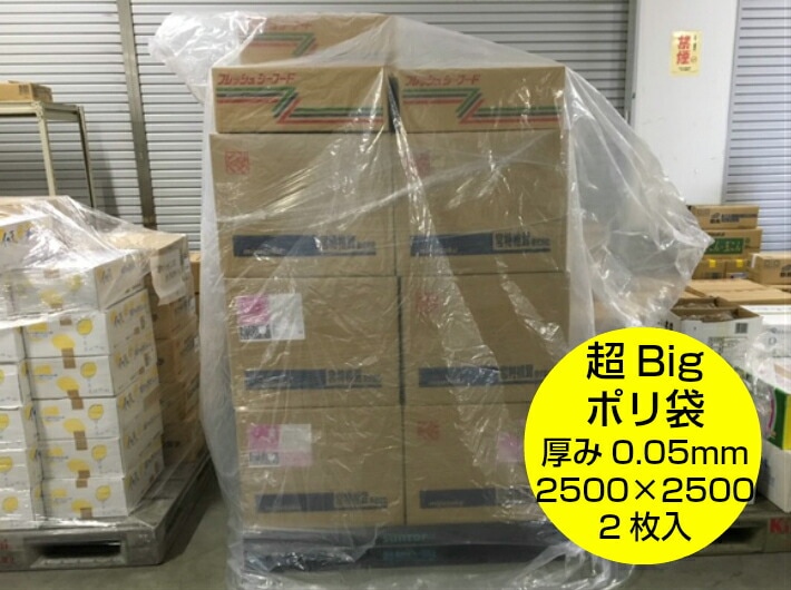 ポリ袋 0.05×2500×2500 mm【2枚入】 オリジナル ビニール袋 透明 厚手 超特大 梱包 250 2.5M ホコリ除け 水濡れ防止 ポリ袋 特大 超特大ポリ袋 雨除け 豪雨 台風 災害 工房 工業 建築 建設 お神輿　果樹 黄砂 水害対策 0.05 2500×2500