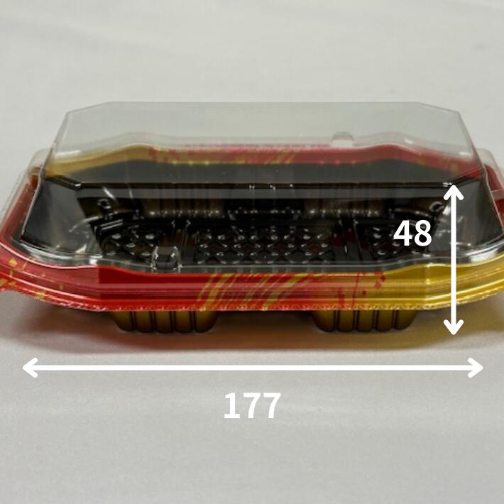 おはぎ 容器 バイオ ネオシェル 18-10 しとやか赤 177×104×30 蓋28mm