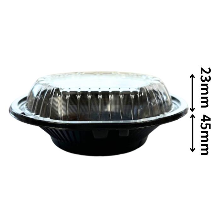 セット】CZ ラプレ 丸丼 19 BS黒 透明蓋セット【50枚】189×183×45(蓋23