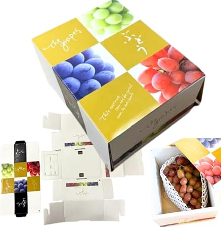 【10枚】3色ブドウ 1.5kg フルーツ箱 1束 10枚 内寸 横240×縦180×高130mm AA6763 蓋コの字型 紙 オリカ ぶどう 葡萄 フルーツボックス フルーツBOX フルーツ 果物 ギフト ギフト箱 贈答 業務用 ラッピング 発送用 テイクアウト