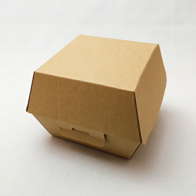 ネオクラフトボックス バーガーボックス S  天面115×115/底面95×95/高90mm【20枚】未晒クラフト紙＋内側耐油加工 シモジマ 紙 クラフト 環境 容器 パック 使い捨て テイクアウト お持ち帰り ハンバーガー バーガー 業務用 プロ用 デリバリー 宅配