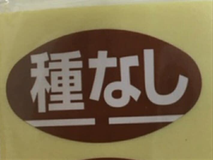 【シート】シール「種なし」楕円 茶 30×17mm【1冊 1000枚】（シート）LZ182S 【ゆうパケット可(6冊まで)】【ARC】青果 表示 販売 粘着 ぶどう 葡萄