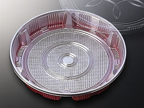 【セット】DX すし桶 5 透明蓋 セット  【10枚】直径380×45mm 中央化学 寿司 鮨 5人前 取り皿 容器 プラスチック 使い捨て キャンプ パーティー イベント 屋台 業務用 プロ用 文化祭 学園祭 デリバリー 宅配 おしゃれ 使い捨て食器 使い捨て皿 器