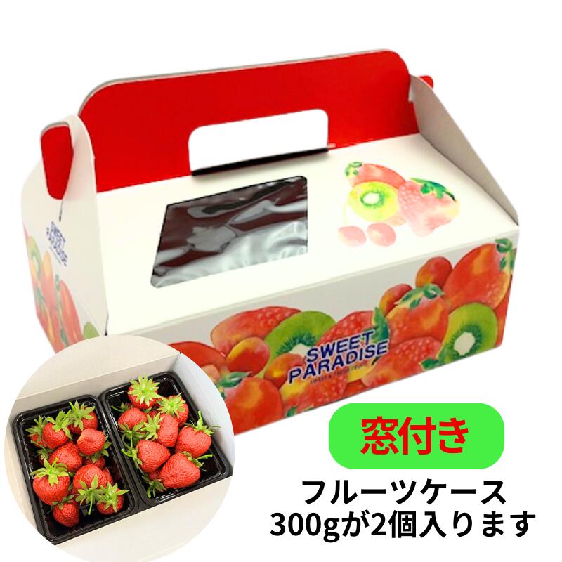 窓付き スウィートパラダイス 235×170×75mm 25枚 200枚 デザートBOX フルーツ箱 L-2167 フルーツボックス いちご 苺 贈答 贈り物 ギフト フルーツ 取っ手付き ヤマニパッケージ 組み立て デザートボックス