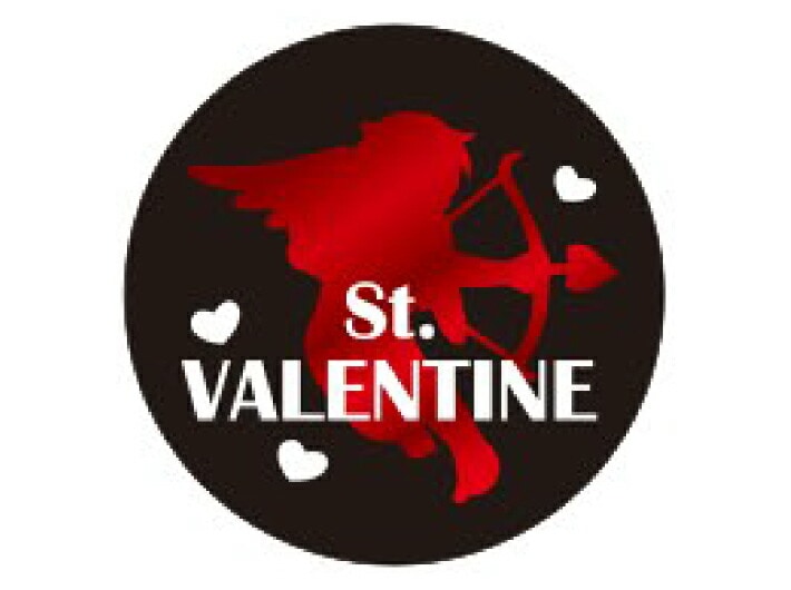 【ゆうパケット可(4冊まで)】黒 キューピット バレンタイン シール「 St. Valentine's Day 」 直径30mm 【1冊 200枚】LX406 ハート ARC  表示  販売 粘着 チョコ チョコレート プレゼント 贈答 贈り物 義理チョコ ラッピング ※ご注文数量によりお取り寄せ