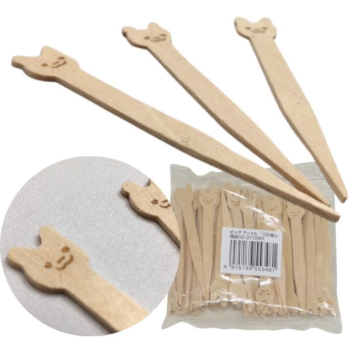【ゆうパケット8袋まで】ピック アニマル 1袋 100本入 幅 7mm 長さ 80mm 串 くし 天然 木 鉄砲 料理 懐石 居酒屋 レストラン 弁当 お子様ランチ お子様 こども ランチ 和菓子 アニマル 動物