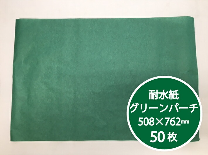 保鮮紙 グリーンパーチ 緑 1/2 508×762mm 50枚入 27.1g/m2 1箱 グリーン パーチ ペーパー 紙 業務用 パルプ 国産 日本製 鮮度保持 保存 包む 魚釣り 釣り 包む 包装紙 吸収 ドリップ