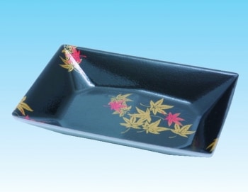 発泡 ひらざら 15 もみじ 【100枚】 140×210×25 mm アオパック 青葉紙業 PSP＋PSラミ 柄 食品トレー 容器 刺身 惣菜 鮮魚 テイクアウト お持ち帰り 使い捨て レンジ不可 刺身 お造り 黒 紅葉 平皿 おしゃれ 使い捨て食器 使い捨て皿 器